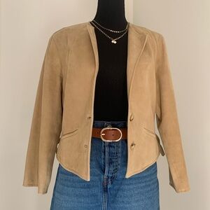 Lauren Ralph Lauren Tan Blazer Classic Tailored Jacket 100% Suede